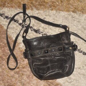 Gorgeous Gray Leather Karen Drake Crossbody Bag